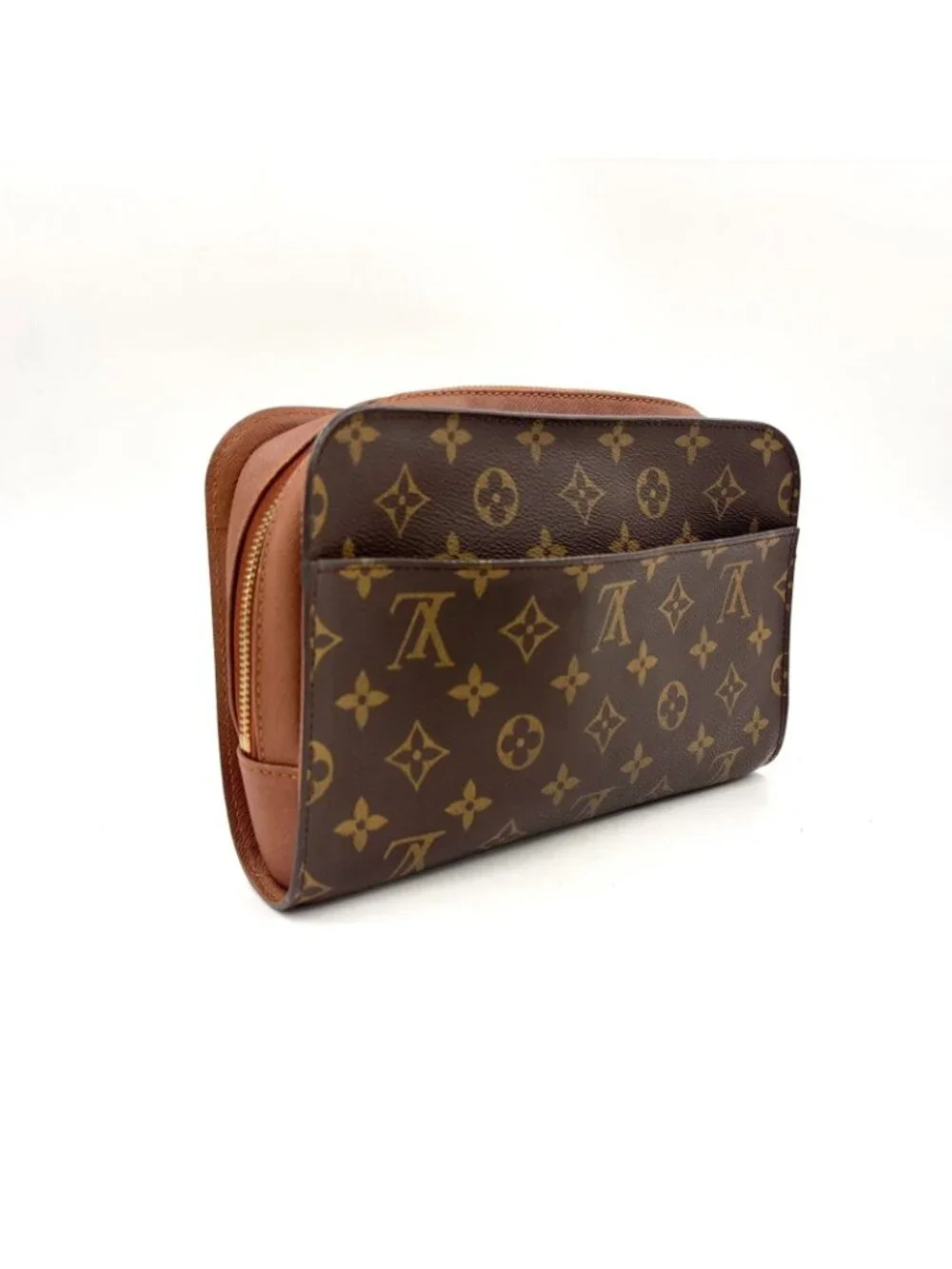Louis Vuitton Orsay Monogram Leather Brown Light Clutch Gold